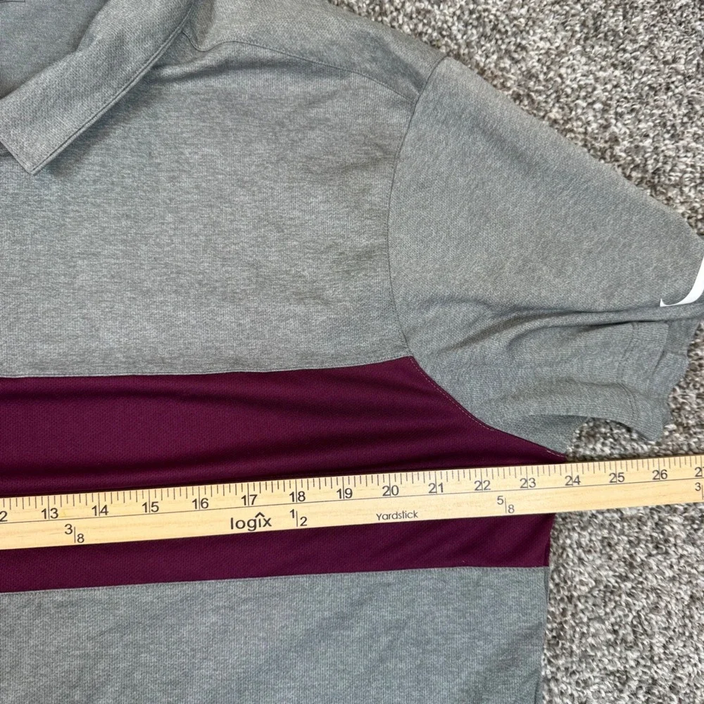 Nike Golf Dri-FIT Polo Shirt Mens Extra Large XL‎ Gray Maroon